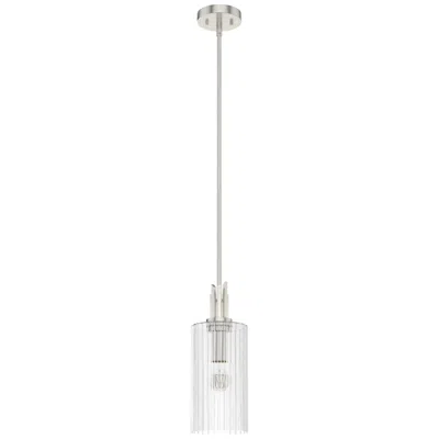 Hunter Gatz Brushed Nickel With Ribbed Glass 1 Light Pendant