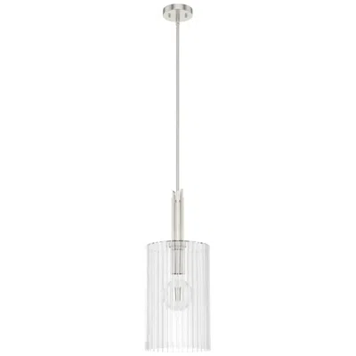 Hunter Gatz Brushed Nickel With Ribbed Glass 1 Light Pendant