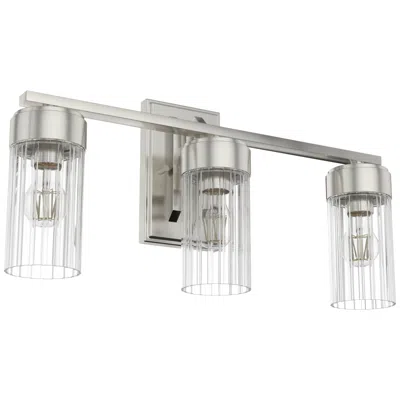 Hunter Gatz Brushed Nickel With Ribbed Glass 3 Light Vanity