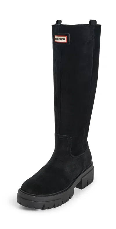 Hunter Giania Suede Knee High Boots Black