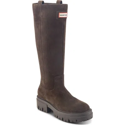 Hunter Giania Water Resistant Leather Knee High Boot In Brown
