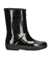 Hunter Giant Glitter First Wellington Boots In Black