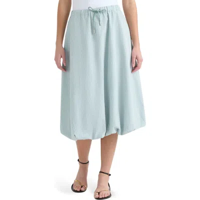 Hunter Gingham Bubble Hem Cotton Blend Midi Skirt In Blue