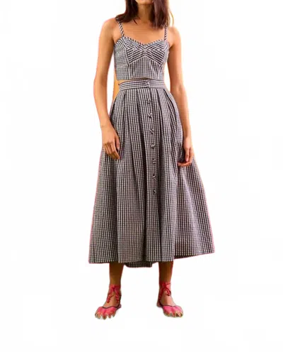 Hunter Gingham Bustier Brookie Top In Black -white In Multi