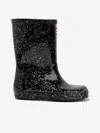 HUNTER GIRLS FIRST CLASSIC GIANT GLITTER WELLIES EU 34 UK 2 BLACK