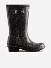 Hunter Girls Original Giant Glitter Wellington Boots In Black