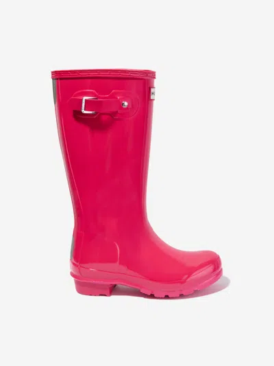 Hunter Kids' Girls Original Gloss Wellington Boots In Pink
