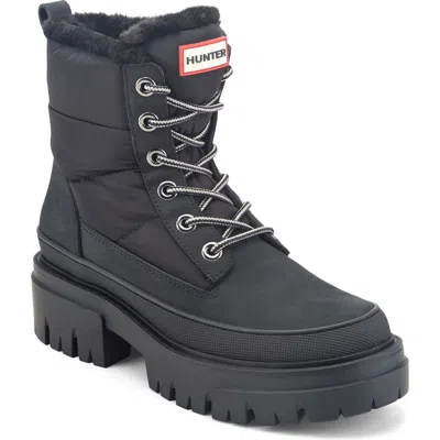 Hunter Giulias Waterproof Quilted Boot In Black/black/black