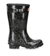 Hunter Glitter Rubber Rain Boots In Black