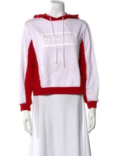 Pre-owned Hunter Graphic Print Crew Neck Sweatshirt In White