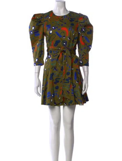 Pre-owned Hunter Graphic Print Mini Dress In Green