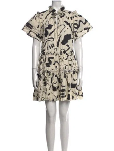 Pre-owned Hunter Graphic Print Mini Dress In Neutrals