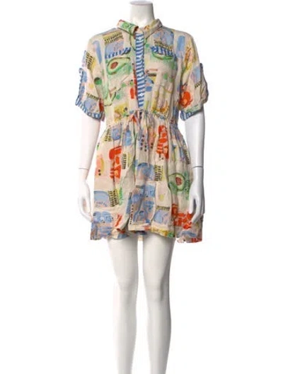 Pre-owned Hunter Graphic Print Mini Dress In Neutrals