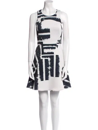 Pre-owned Hunter Graphic Print Mini Dress In White