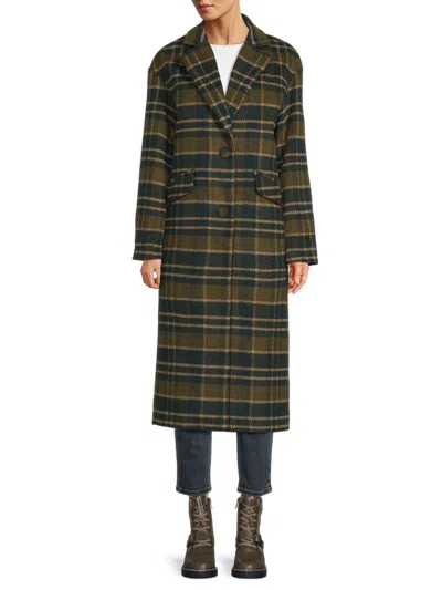Hunter Carra Plaid Wool Blend Coat In Green