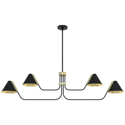 Hunter Grove Isle 60" Brass And Matte Black 4-light Modern Chandelier
