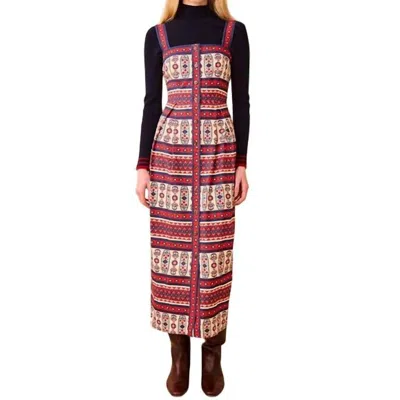 Hunter Hale Midi Dress In Ivory Block In Pattern