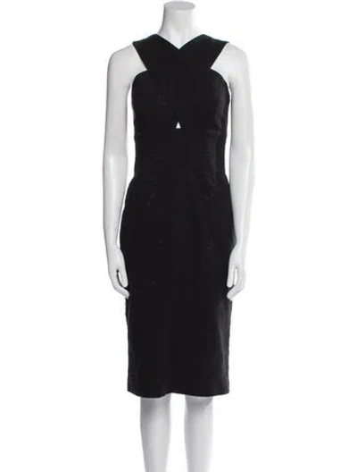 Pre-owned Hunter Halterneck Midi Length Dress In Black