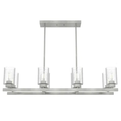 Hunter Hartland Brushed Nickel With Seeded Glass 8 Light Chandelier