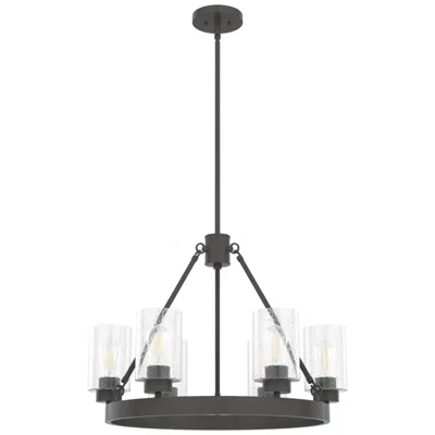 Hunter Hartland Noble Bronze With Seeded Glass 6 Light Chandelier