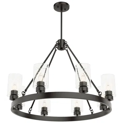 Hunter Hartland Noble Bronze With Seeded Glass 8 Light Chandelier