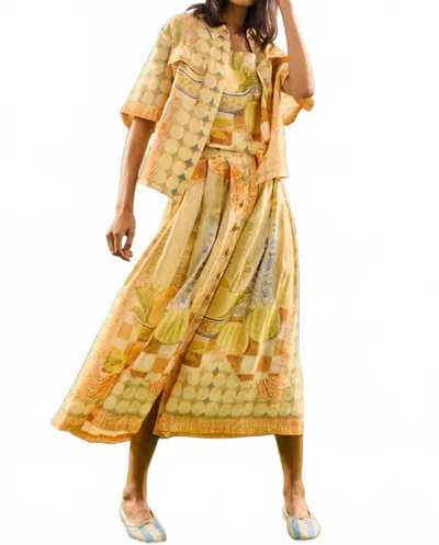 Hunter Hawkins Button Front Short Sleeve Shirt In Still Life Symphony In Yellow