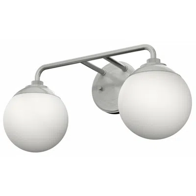 Hunter Hepburn Brushed Nickel With Cased White Glass 2 Light Vanity