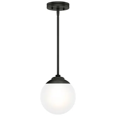 Hunter Hepburn Matte Black With Cased White Glass 1 Light Pendant