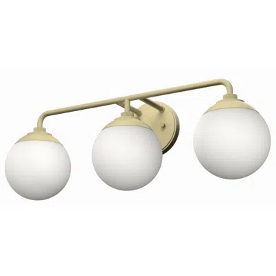 Hunter Hepburn Painted Modern Brass With Cased White Glass 3 Light Vanity