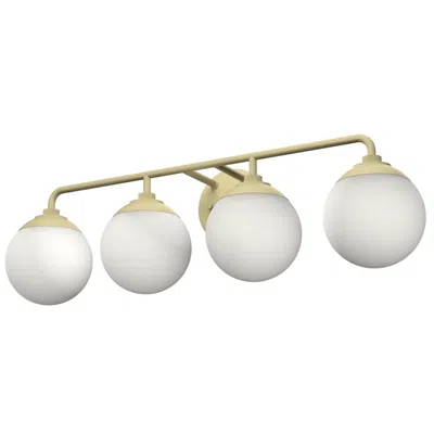 Hunter Hepburn Painted Modern Brass With Cased White Glass 4 Light Vanity In Gold