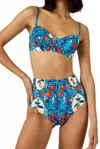 Hunter High-waisted Bikini Bottom In Orange Grove In Multi