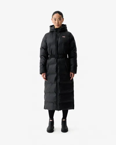 Hunter Hutchison Womens Pu Coated Long Puffer Jacket In Black
