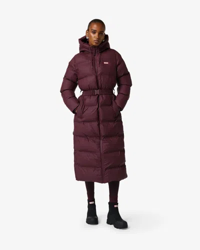 Hunter Hutchison Womens Pu Coated Long Puffer Jacket In Port Royale