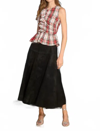 Hunter Ida Skirt In Noir Suede In Black