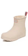Hunter Play Short Faux Shearling Lined Waterproof Rain Boot In Neutral