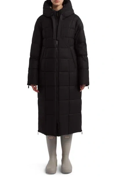 Hunter Ireland Water Repellent Faux Shearling Lined Puffer Jacket In Black