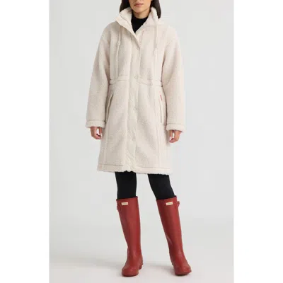 Hunter Iris High-pile Fleece Longline Coat In Neutral