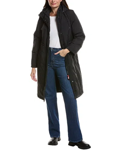 Hunter Isabella Longline Padded Coat In Black