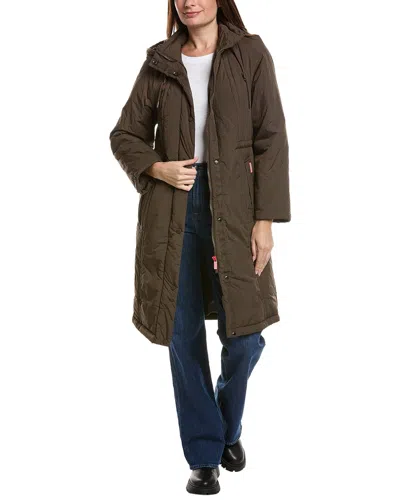 Hunter Isabella Longline Padded Coat In Brown