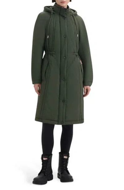 Hunter Isabelle Water Repellent Crinkle Padded Coat In Green