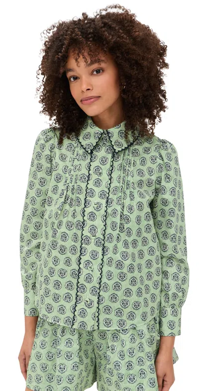 Hunter James Shirt Navy Bird Block In Green