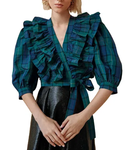 Hunter Johanna Top In Green Tartan Plaid In Multi