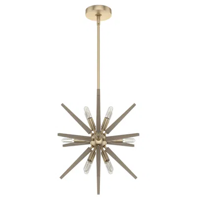 Hunter Jupiter 15 3/4" Modern 12-light Gold Starburst Pendant In Brown