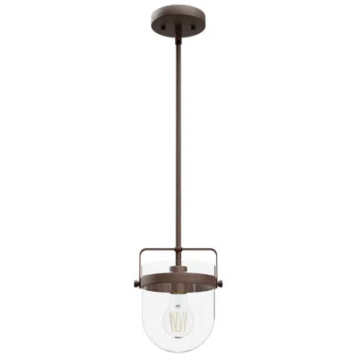 Hunter Karloff Textured Rust With Clear Glass 1 Light Pendant In Brown