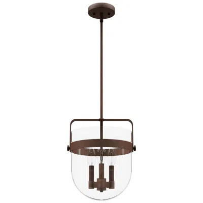 Hunter Karloff Textured Rust With Clear Glass 3 Light Pendant