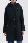 Hunter Kate Water Repellent Hooded Softshell Coat In Black