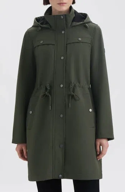 Hunter Kate Water Repellent Hooded Softshell Coat In Green