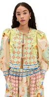 Hunter Katie Balloon Sleeves Top In Yellow In Gasparilla Gardens