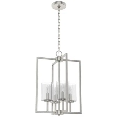 Hunter Kerrison Brushed Nickel With Seeded Glass 4 Light Pendant