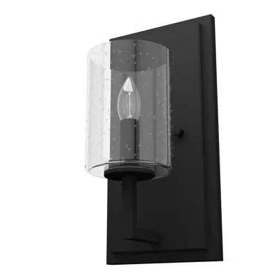 Hunter Kerrison Natural Iron With Seeded Glass 1 Light Sconce In Black